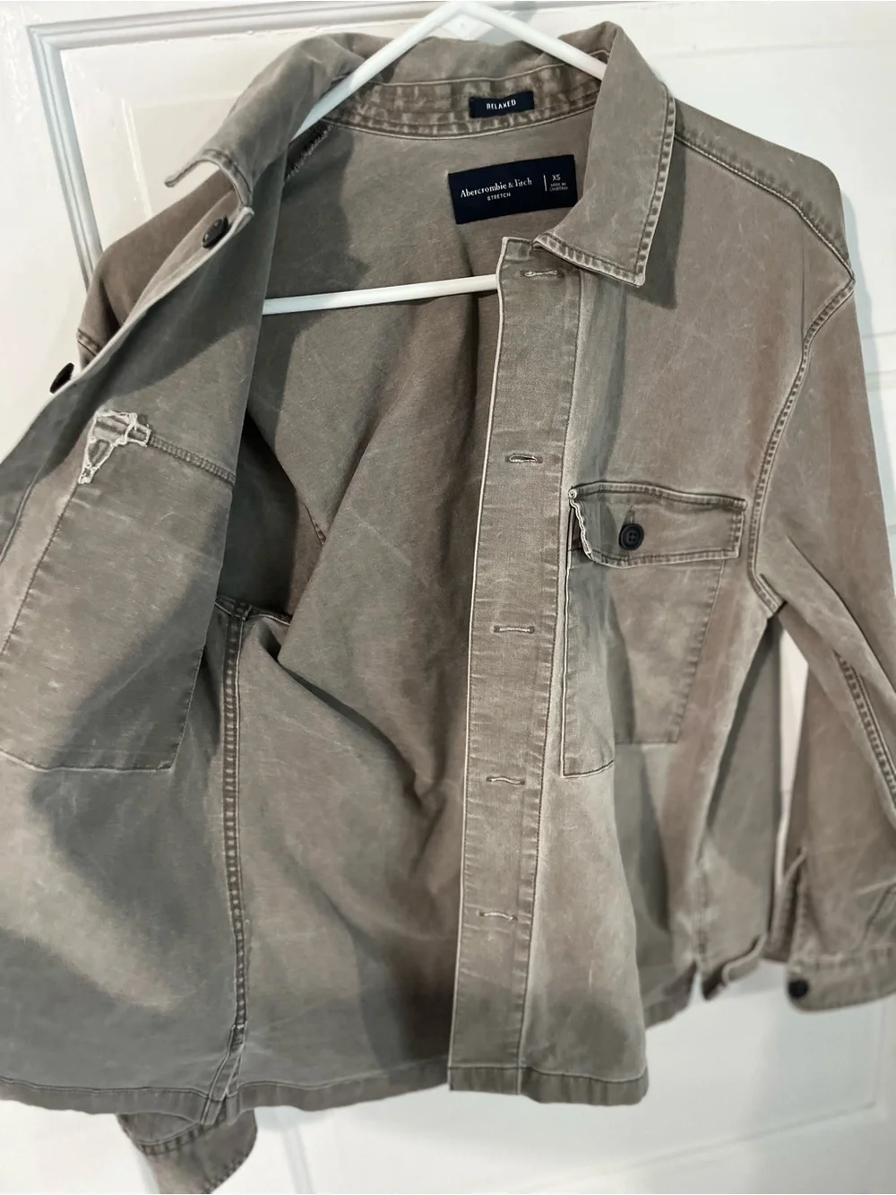 Men’s Abercrombie & Fitch Washed Olive Utility Jacket size xs